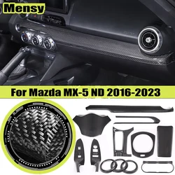 For 2016-2024 Mazda MX-5 ND Car Interior Real Carbon Fiber Center Console Panel Cover Trim Accessories