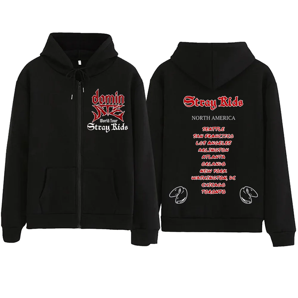 Dominasi World Tour Hoodie ritsleting kaus Hip Hop Harajuku