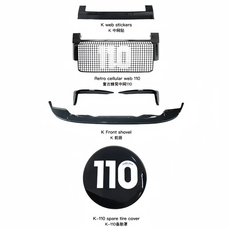 

Suitable for 2020-2024 Defender Retrofit 110 K Series Kit Rear Spare Tire Cover Front Bumper Lower Guard Plate