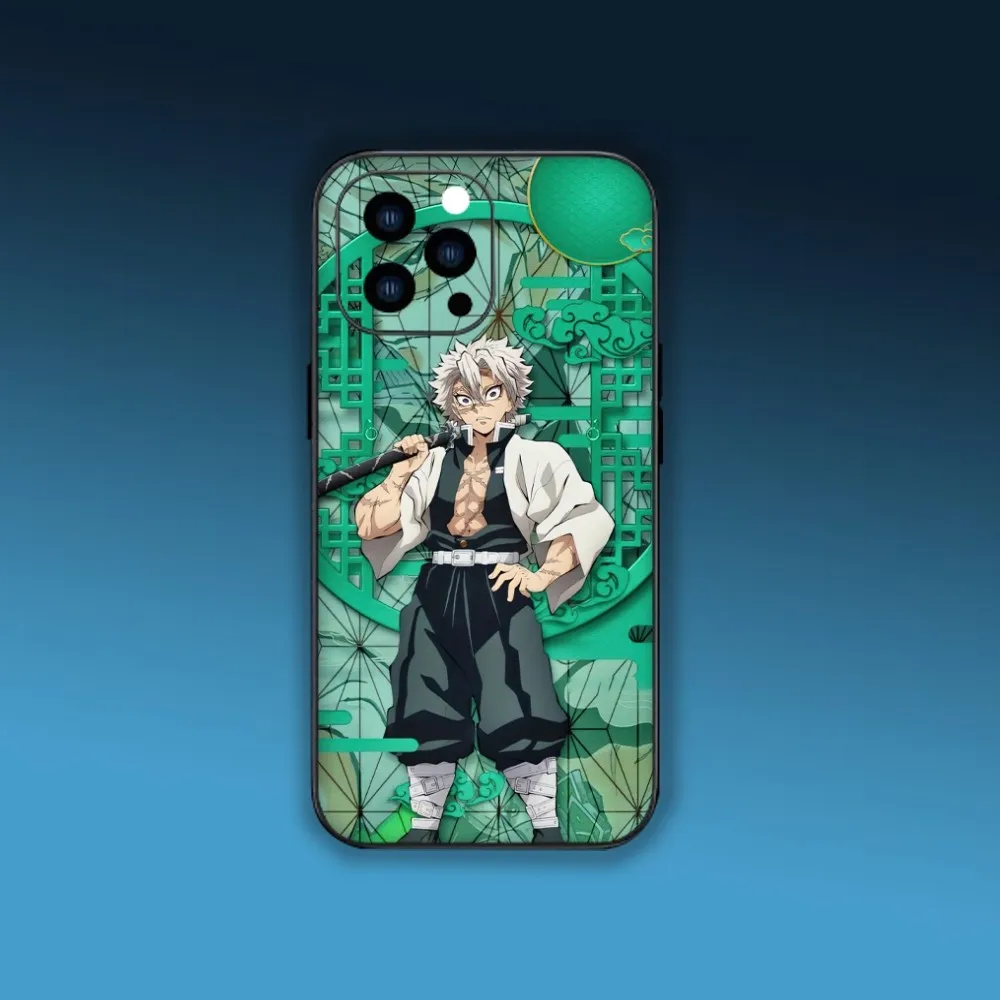 Kimetsu No Yaiba Shinazugawa Sanemi Phone Case For iPhone Mini 11 12 13 Plus Pro Max 14 15 XR XS Black Shell