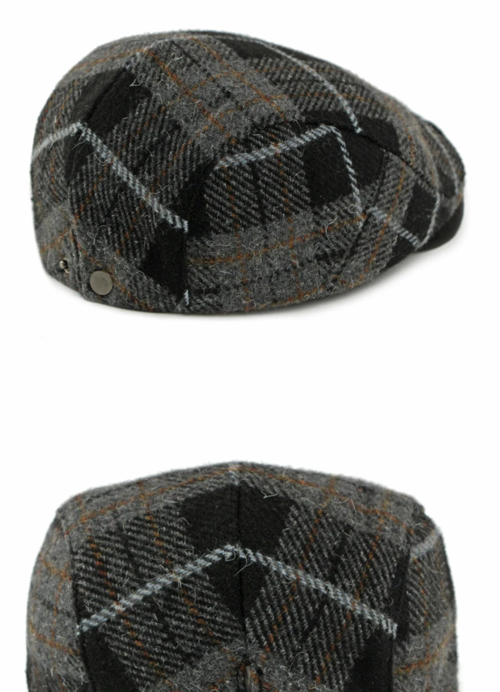HT4903 Baskenmütze Kappe Neue Herbst Winter Wolle Baskenmütze Hut Frauen Plaid Künstler Maler Hut Männlich Weiblich Ivy Flache Kappe Einstellbar Herren Berets – Detail 10