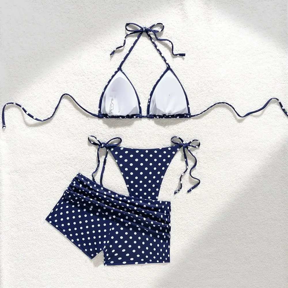 3Pcs/Set Fashion Summer Dot Bikinis Set Elegant Beachwear Swimwear Casual Bathing Suits Vacation