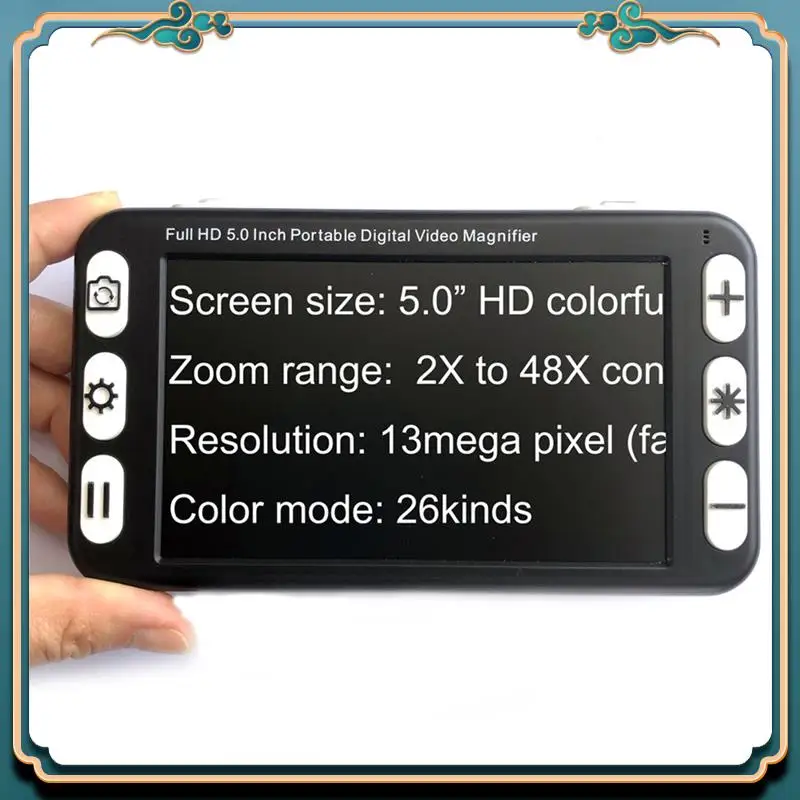 (جديد) شاشة LCD مقاس 5 بوصات، عدسة مكبرة محمولة، عدسة فيديو منخفضة الرؤية، مساعد القراءة الإلكترونية، عدسة مكبرة فيديو رقمية، قابس الاتحاد الأوروبي
