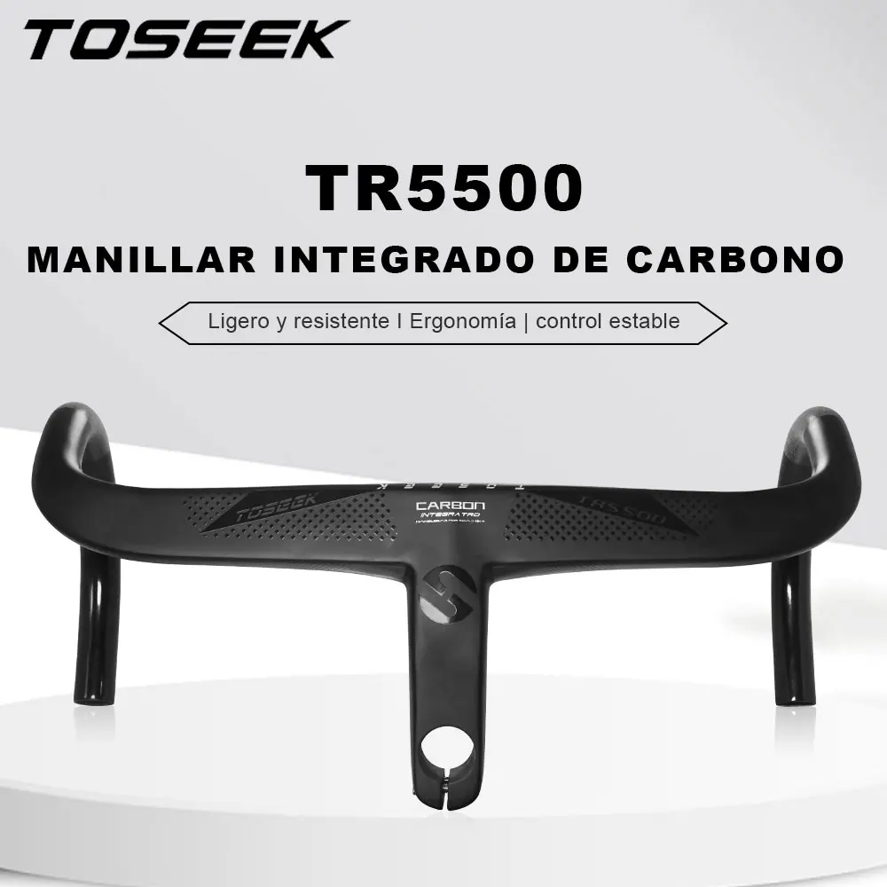 TOSEEK TR5500 bicicleta de carretera completa T800 vástago de fibra de carbono manillar integrado ultraligero 28,6mm con soporte para ordenador de