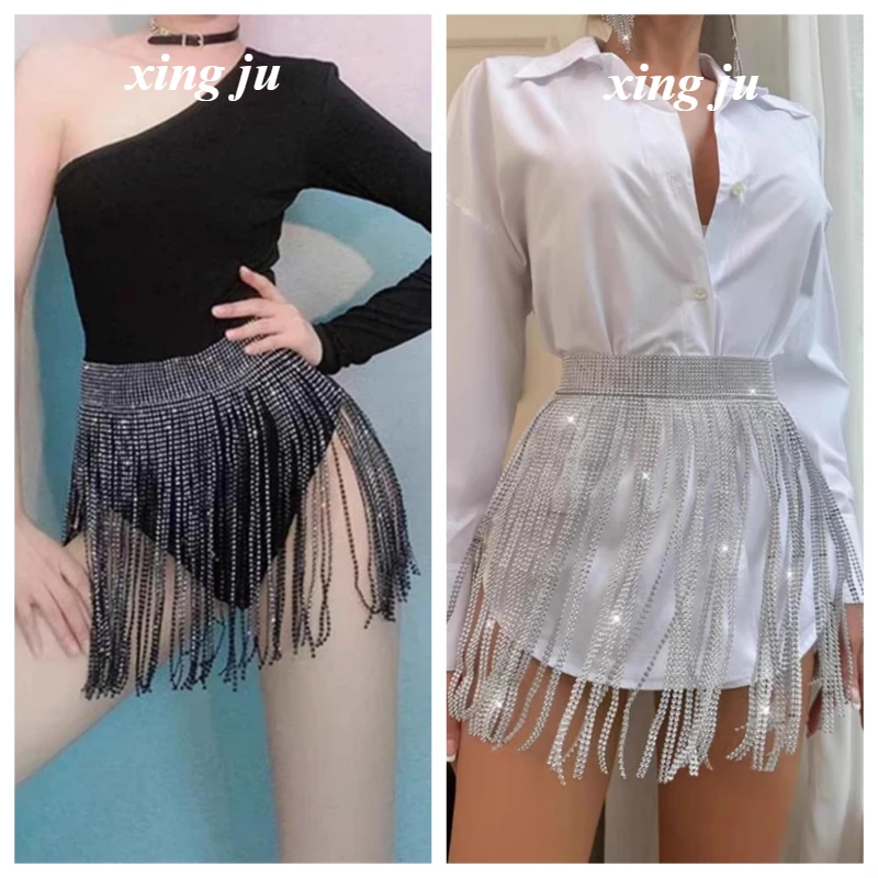 

Women Singer Club Jazz Dance Hip Hop Shiny Fringe Short Skirt Female Nightclub DJ Stage Performance Costumes Festival Rave Wear