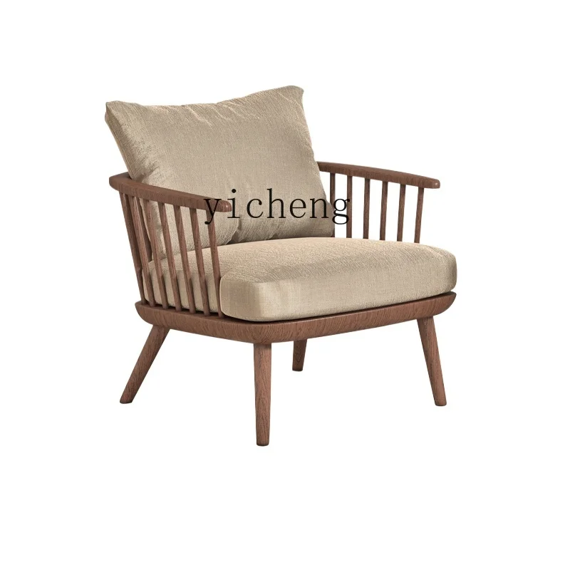 

TQH modern Chinese sofa chair ash wood solid wood single leisure sofa Chinese antique style
