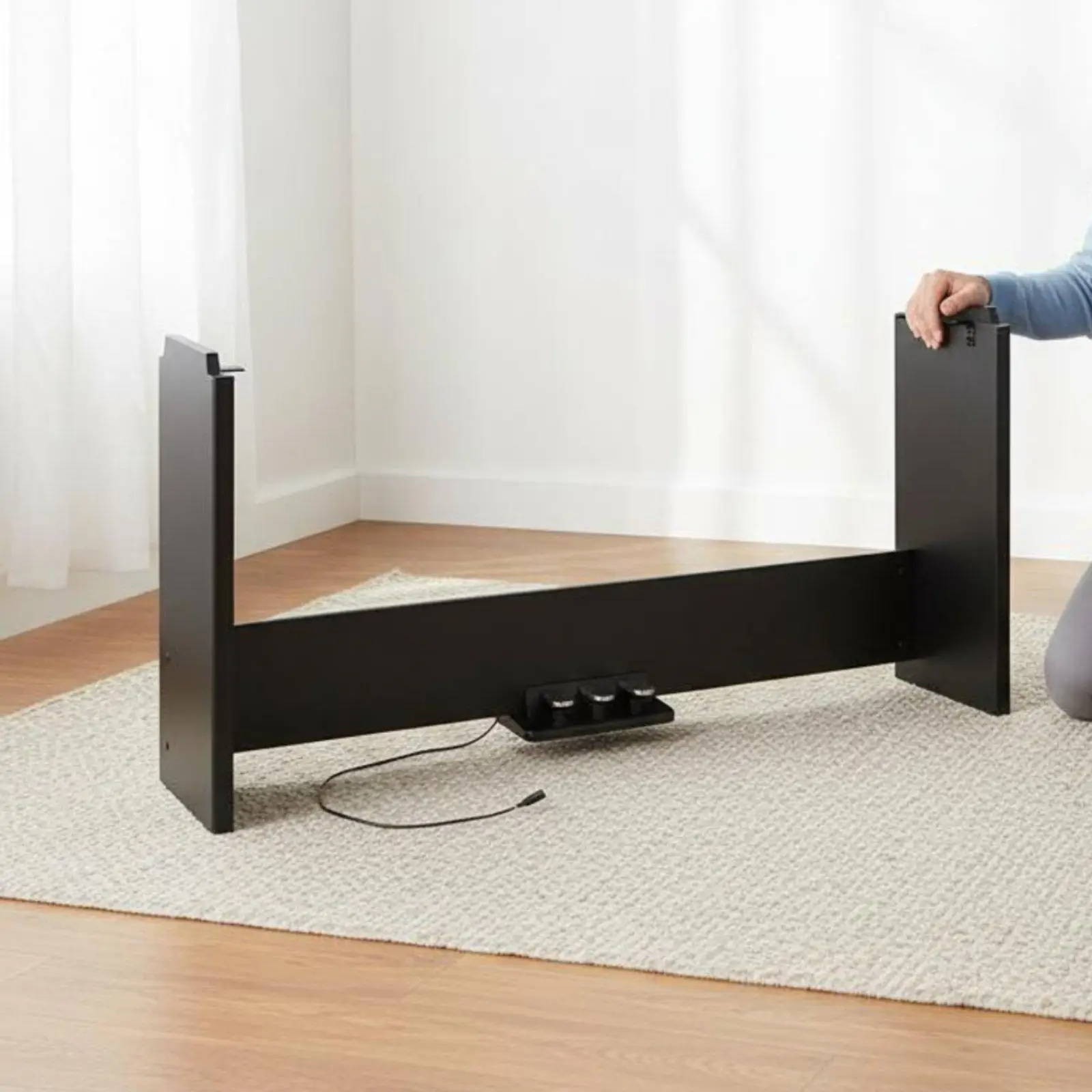Wooden Piano Stand with Triple-Pedal Unit Stable and Electric Piano Console Stand for Home, Studio