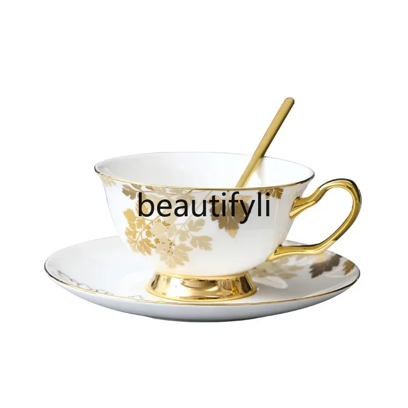 X European coffee cup tea set light luxury cup saucer simple porcelain flower teapot teacup