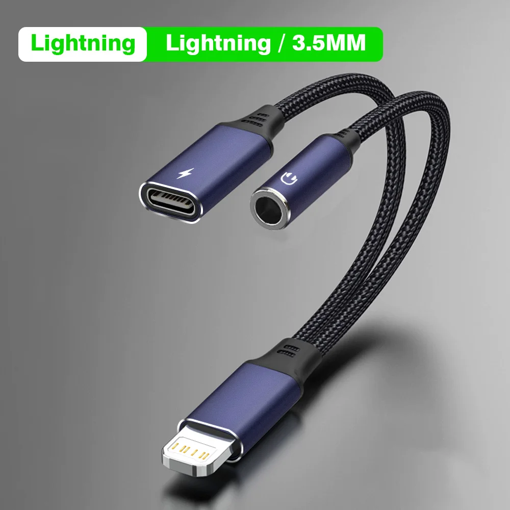 Adaptateur de chargement et Audio 2 en 1 pour iPhone Lightning vers prise casque 3.5mm, Dongle sépar