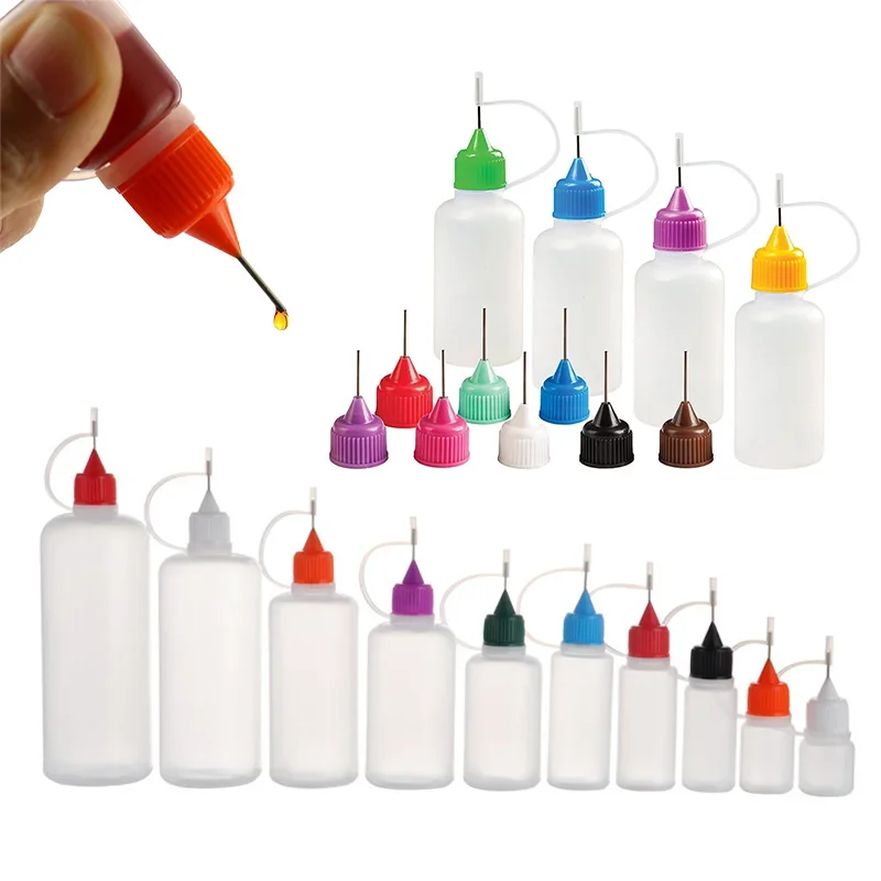 100pcs 3ml-150ml PE Plastic Squeezable Dropper Bottles Long Steel Tips Liquid Oil Glue Containers Travel Refillable Soft Bottles