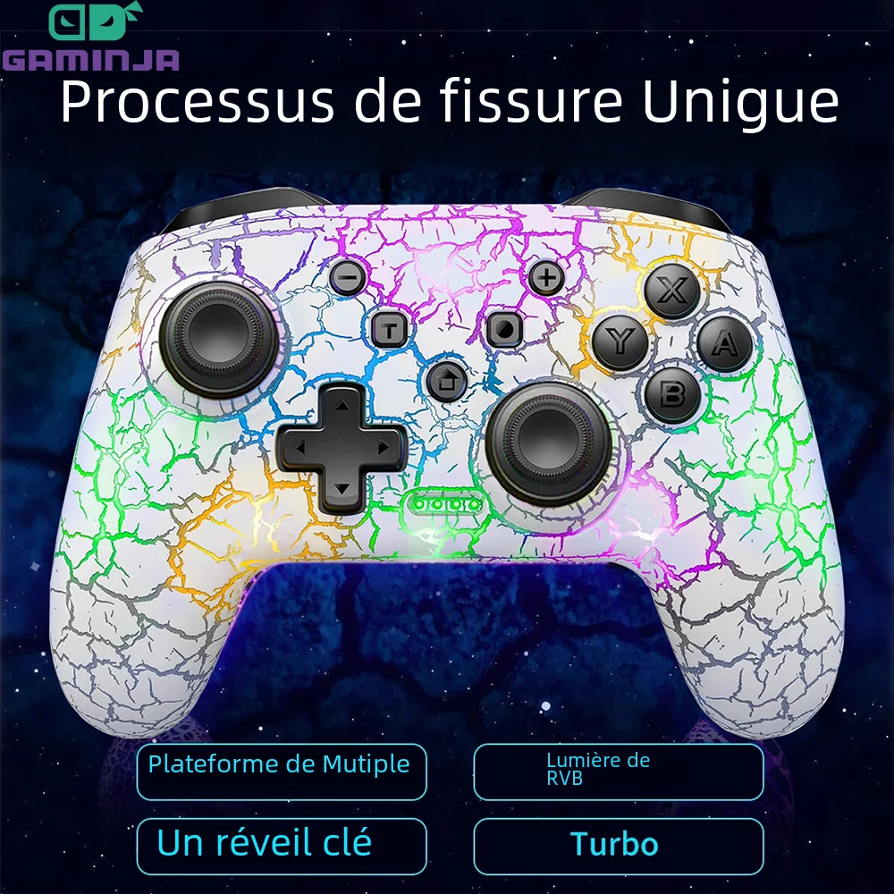 GAMINJA manette de jeu sans fil LED accessoires croques pour Nintendo Switch TV Box PS3 contrôleur de Joystick gyroscope à Six axes double Vibration