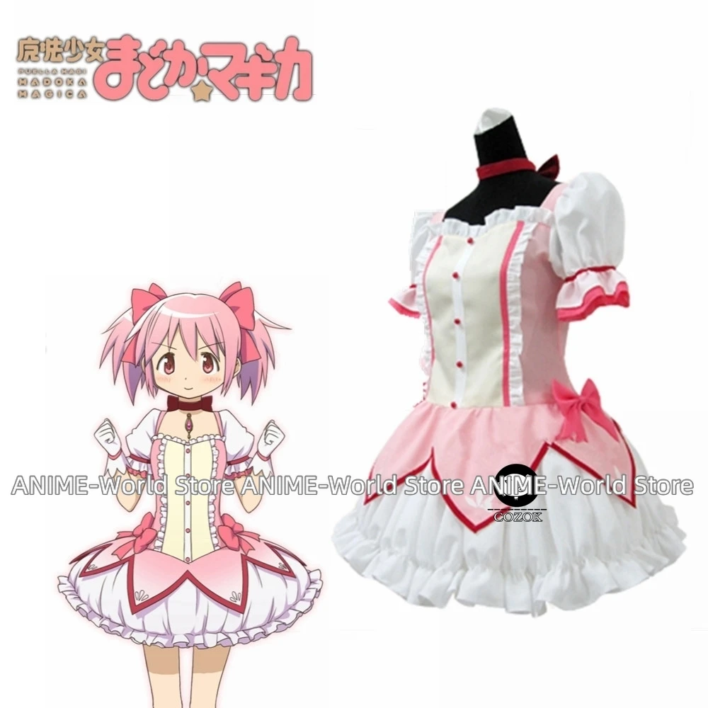 Puella Magi Madoka Magica Bola Vestido curto com Bowknots, Traje Menina Mágica, Kaname Cosplay