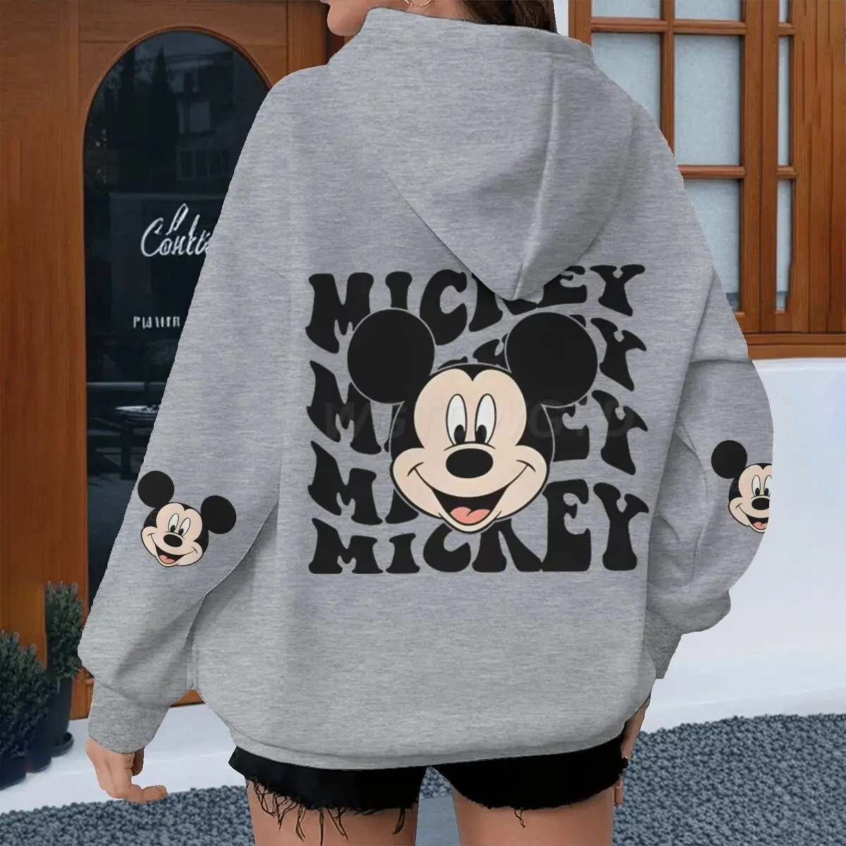 เสื้อฮู้ดขนแกะลายมิกกี้เมาส์สำหรับผู้หญิง แฟชั่นตัวละครอนิเมะ Y2K ซูดาเดราส ฤดูใบไม้ผลิ ฤดูใบไม้ร่วง ดีไซน์มิกกี้เมาส์ เสื้อฮู้ดผู้หญิง