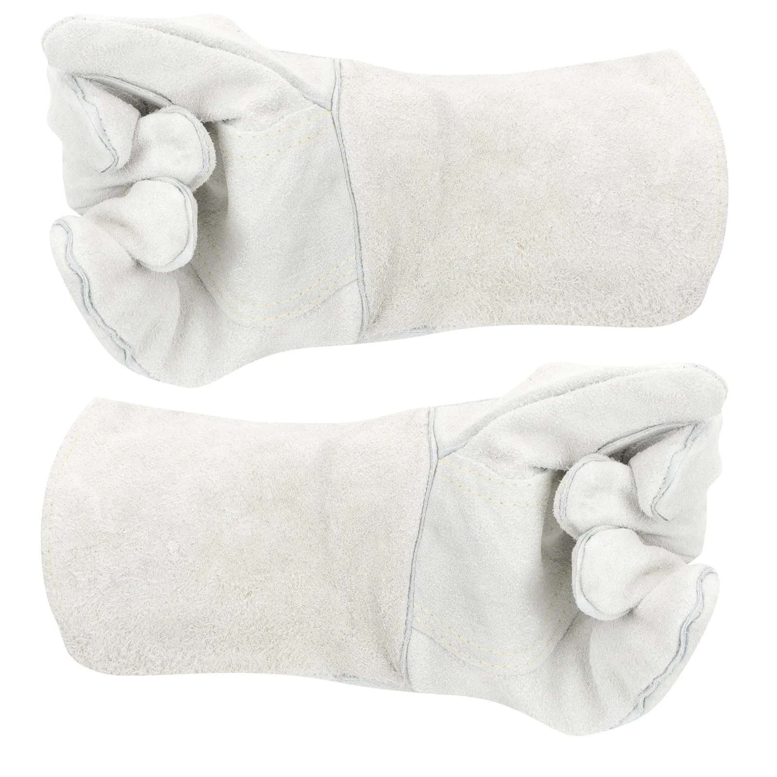 

1 пара термостойких сварочных перчаток из воловьей кожи, двухслойные, утолщенные, для защиты рук при работе с грилем, барбекю и духовкой