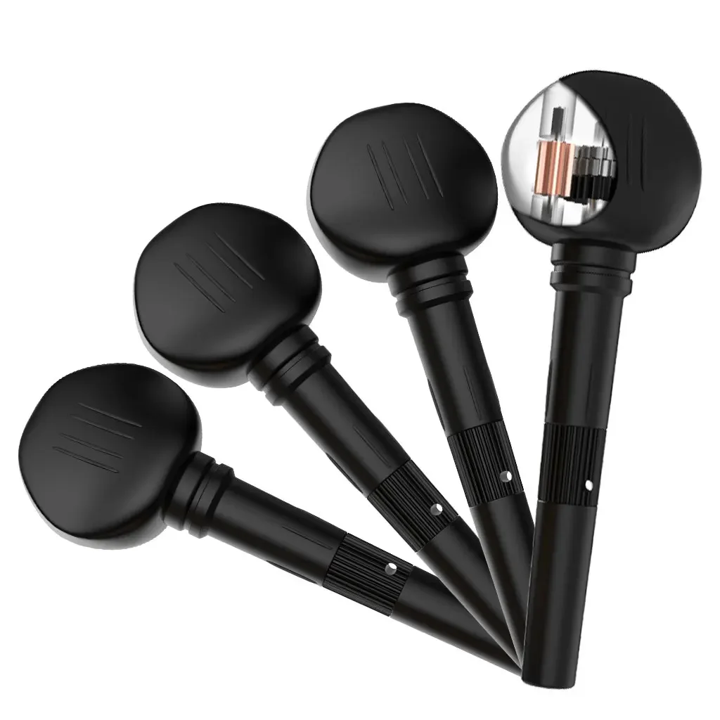 4PCS Violin Tuning Pegs Tuners Finetune Geared Violin Pegs 4/4 3/4 Violins Ebony Wood Tuners SET