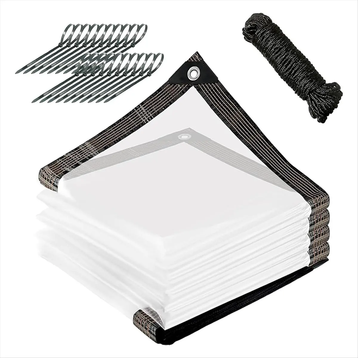 A20I 10x12 FT Clear Tarp Heavy Duty Waterproof, Clear Tarps with Grommets, Clear Plastic Tarp with Reinforced Edge