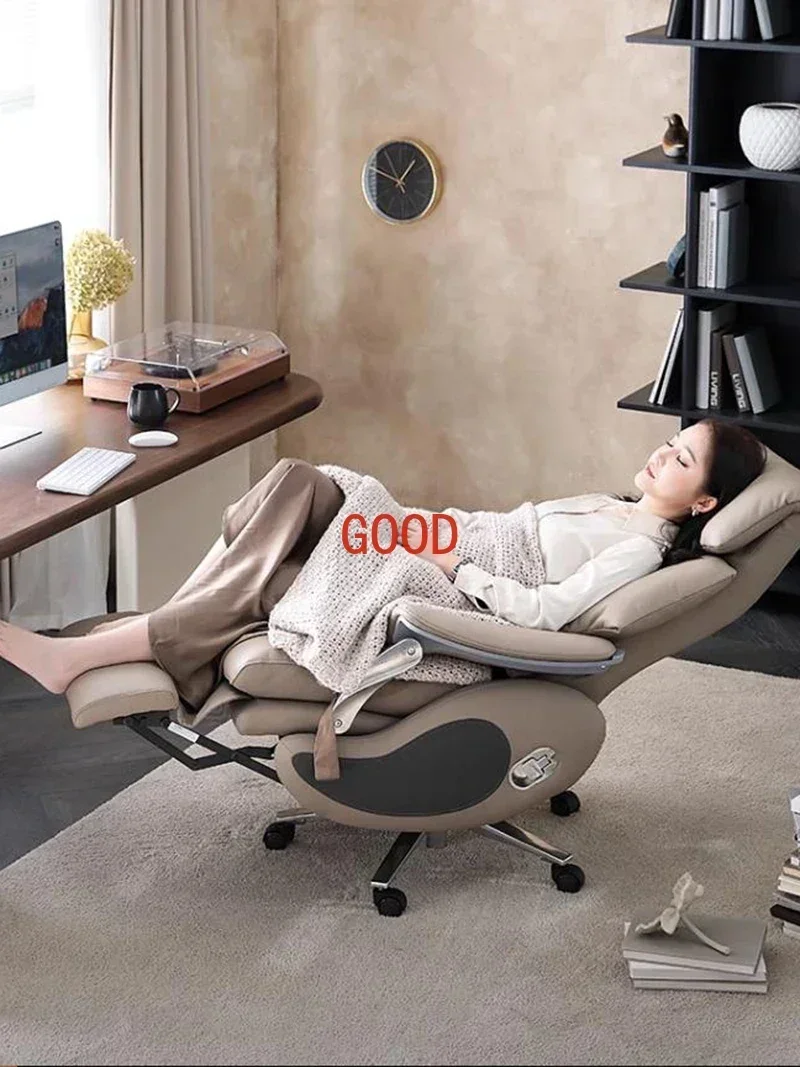 Luxurious Leather Office Chair Electric Massage Bedroom Lounge Gaming Chair Boss Work Silla De Escritorio Office Furniture LVOC