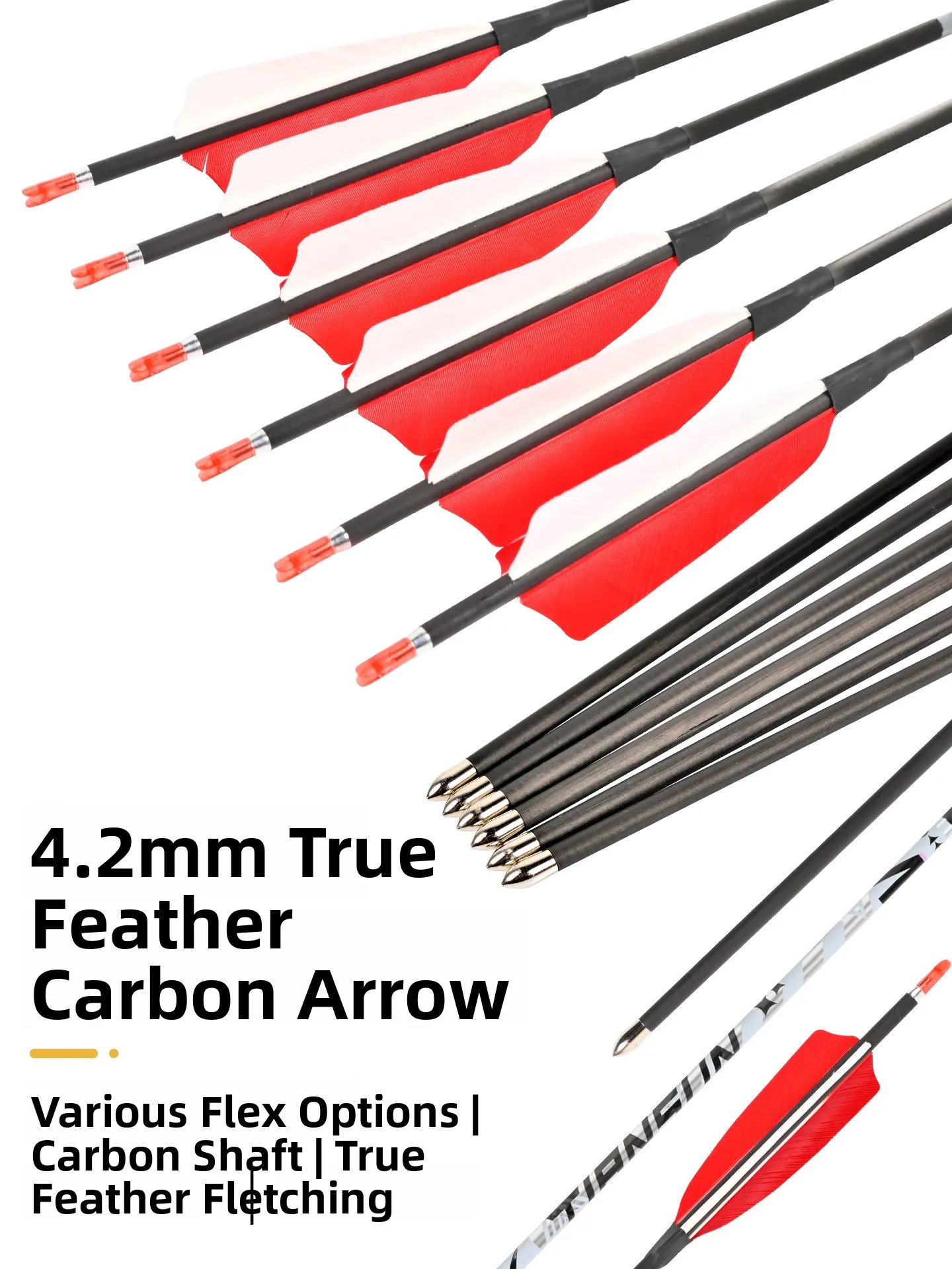fleche-de-competition-professionnelle-en-fibre-de-carbone-42-mm-plumes-naturelles-flexibilite-multiple-archerie-sports-et-activites-de-plein-air