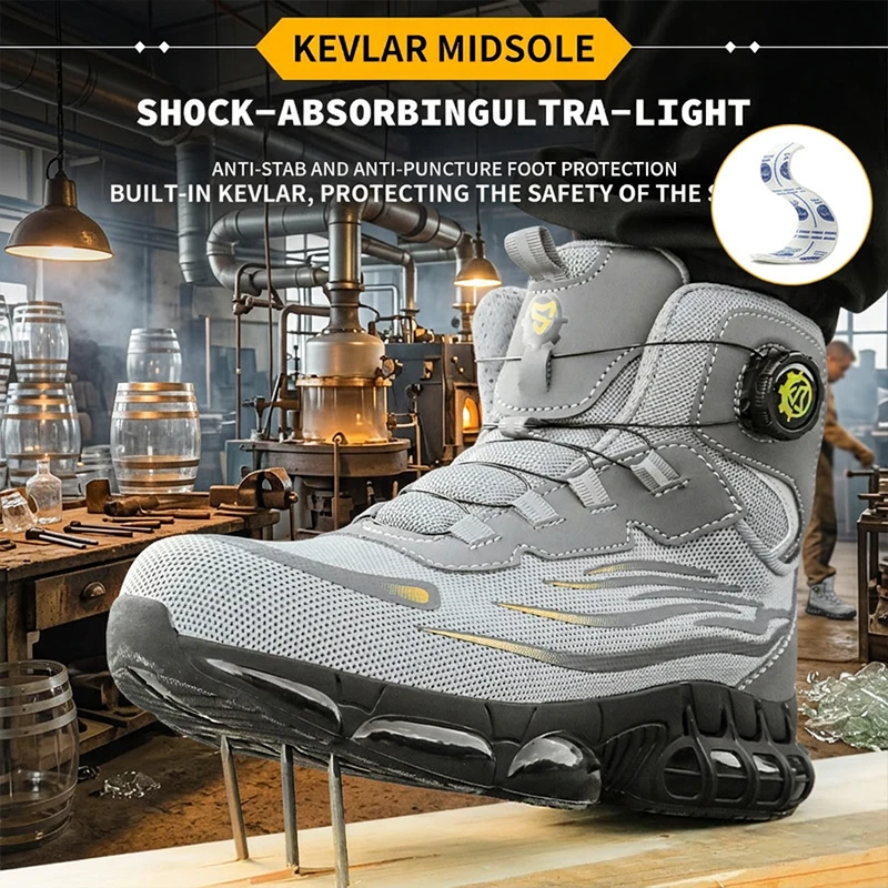 Woodworking and Construction Workers' anti Smashing, anti Piercing, Breathable, Wear-Resistant Safety Shoes, Protective Shoes,
