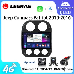 10.1'' Radio Bluetooth Android Auto Carplay Multimedia Stereo Player GPS Navigation Car Audio for Jeep Compass Patriot 2010-2016