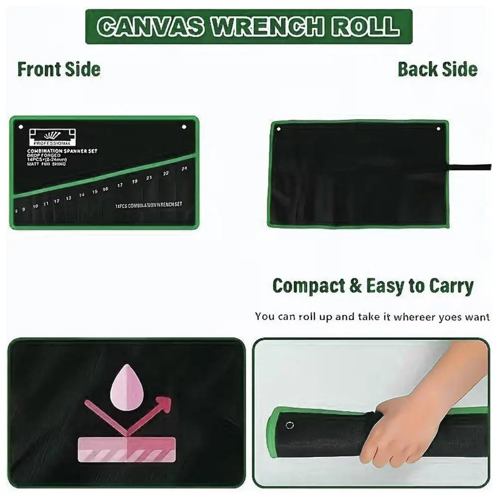 Auto Repair Wrench Storage Bag Portable Wrench Organizer Pouch Bag Foldable Spanner Toolkit For Hardware Hand Tools Storage