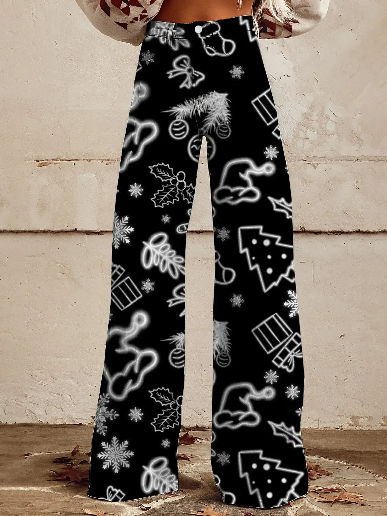 جينز نسائي ريترو مطبوع جديد مع قماش جينز مقلد، كاجوال وعصري، بنطال بنمط طباعة ديزي ريترو #2