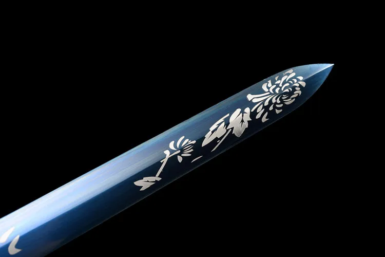 107cm Chinese Hanjian Tower LAN four-sided Hanjian exquisite foil medieval real steel sword fighting training weapon katana