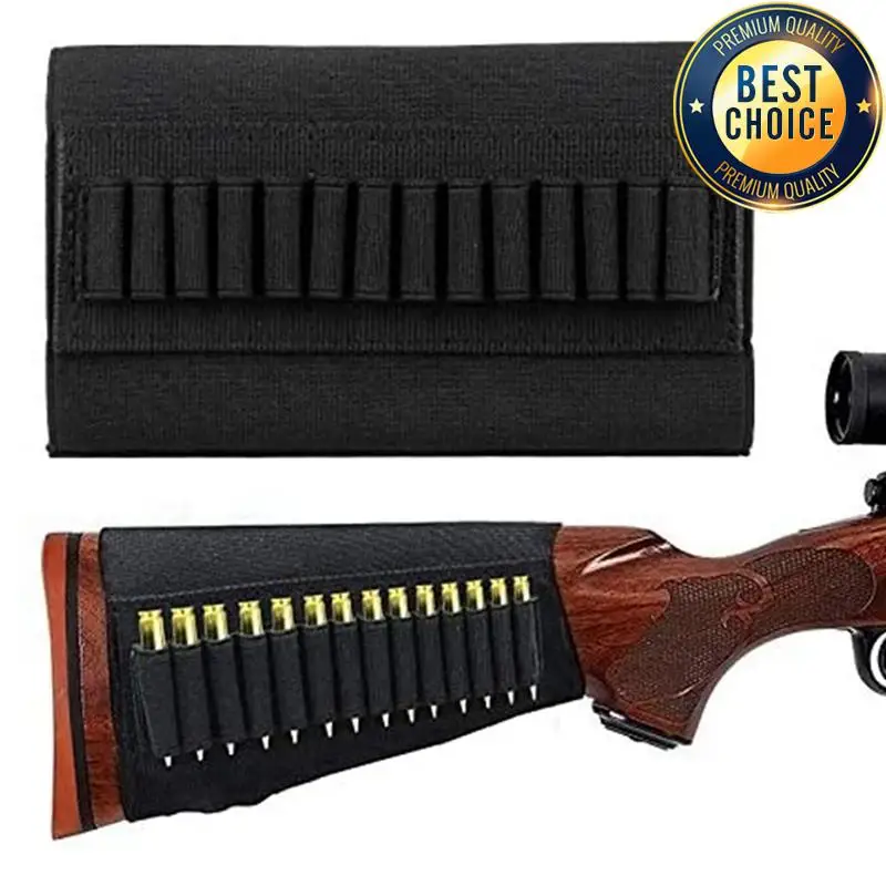 14 Hole Buttstock Ammo Holder Durable Elastic Bullet Bag for Rifle Shell Cartridge Quick Load Butt Cheek Cover