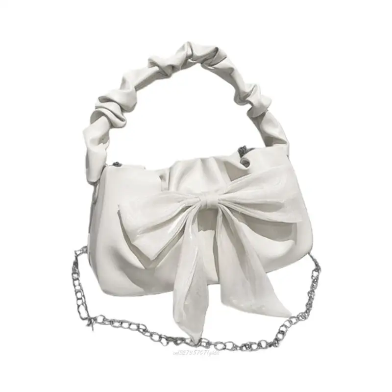 X5XA Women's Purses Handbag Clutches Sweet Bowknot Shoulder Purses with Zipper Casual Crossbody Bag with Removable Strap