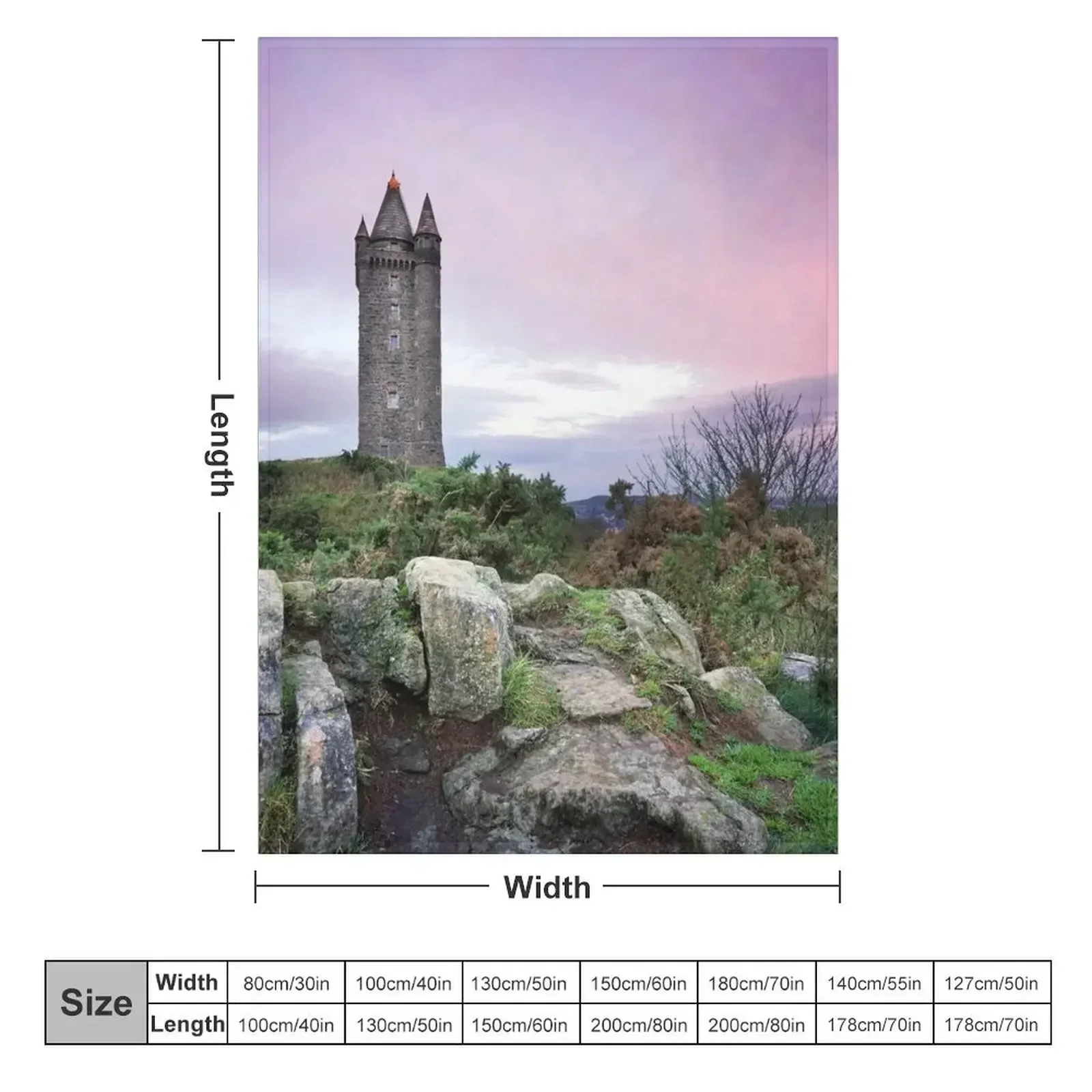 Scrabo tower sunset - Newtownards Throw Blanket couch cozy soft plush fuzzy picnic outdoor blanket
