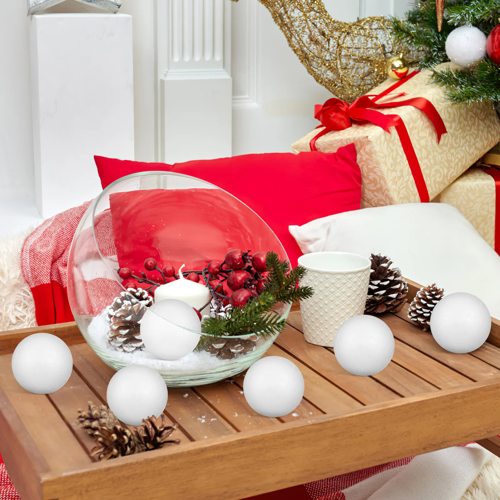 10 قطعة الأبيض 6 سنتيمتر كرات رغوة البوليسترين المجالات الحرفية الصلبة الكرة Diy بها بنفسك زينة عيد الميلاد لوازم الحفلات الجزيئية الفن الحرفية