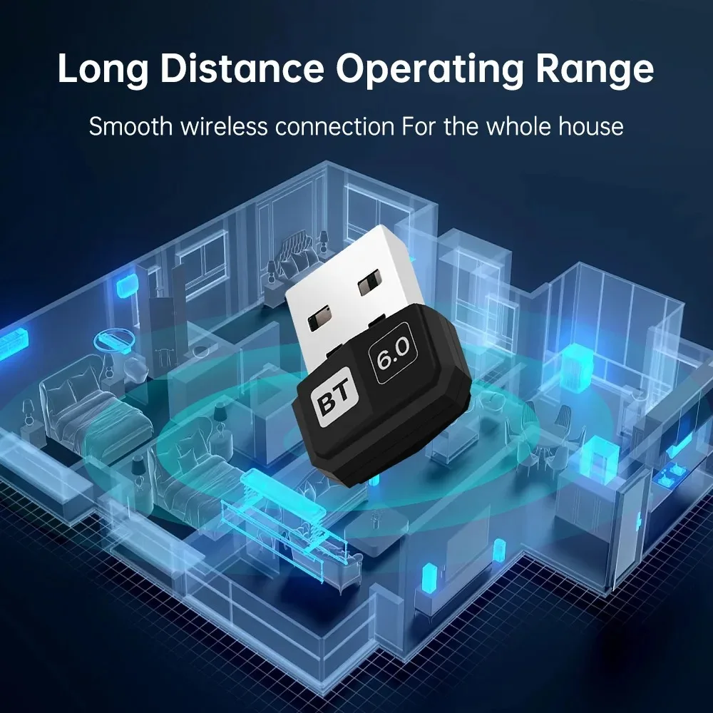 

KEBIDUMEI Bluetooth Receiver Wireless USB Bluetooth 6.0 Adapter for Laptop Mouse Keyborad Music Audio Receiver PC Accessories