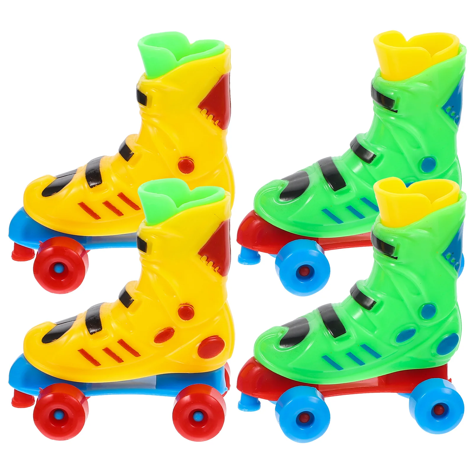 2 Pair Stress-reducing Fingertip Colorful Roller Skates Bicycle Double Row Set Pairs Shoes Toys Model Plastic Fake Sports