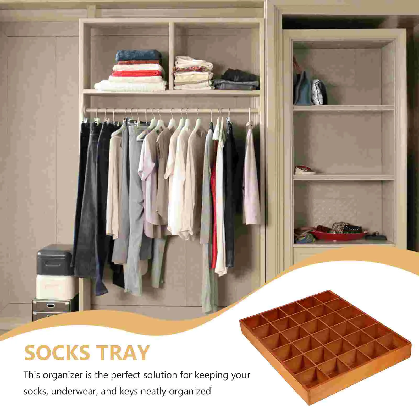 Key Multifunction Drawer Storage Box Tray Chip and Dip Serving Bowl Desktop Display Tray Wooden Socks Dish Display