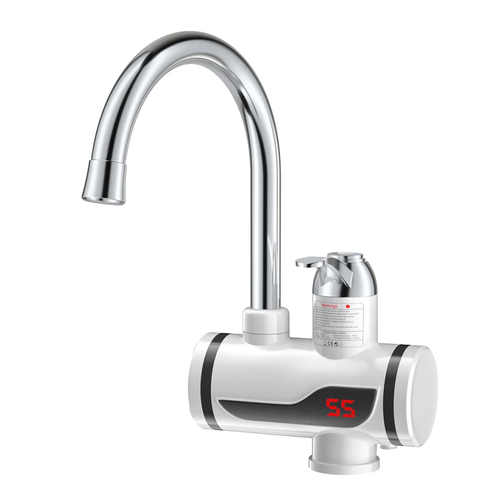 Electric Faucet LED Digital Display IPX4 Waterproof Tap Mixer Fast Heating Water Heater Sprayer Bottom Inlet US Plug