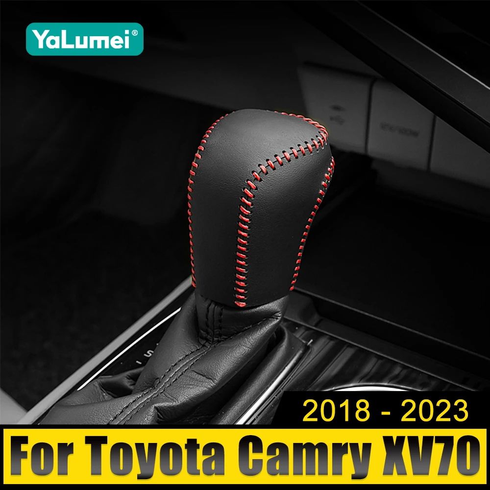 

For Toyota Camry 70 XV70 2018 2019 2020 2021 2022 2023 PU Leather Car Gear Shift Collars Car Shift Knob Cover Case Accessories