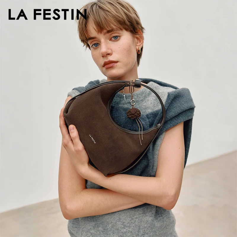 

LA FESTIN Original Handbag Women New Shoulder Bags Fashion Half Moon Bag Crossbody Bag Luxury Brand Bags Ladies Leather Bag