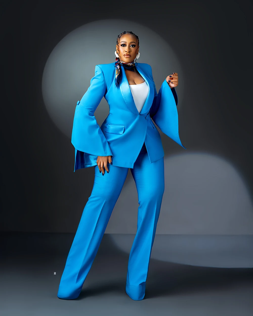 Spring Plus Size Women Pants Suits Bell Sleeve Customized Formal Lady Wear Guest Wedding Formal Party Blazer Sets