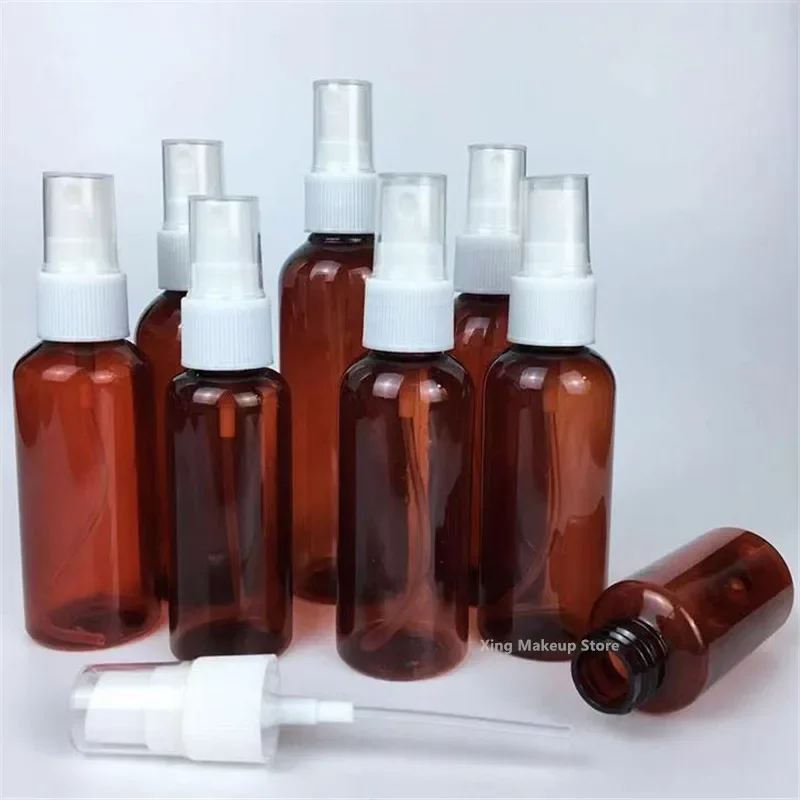 50PCS 10/20/30/50/100ml Brown PET Plastic Empty Spray Bottle Refillable Bottles Perfume Atomizer Fine Mist Alcohol Bottle