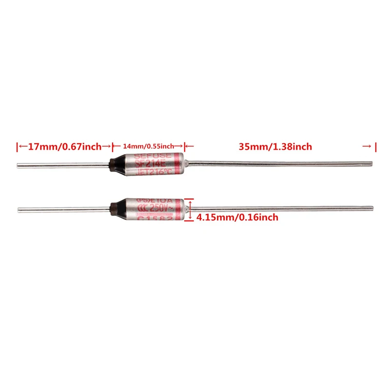 SF214E SEFUSE 10A 250V Thermal Fuses 216 Degrees Celsius Thermal Cutoffs (Pack of 10)