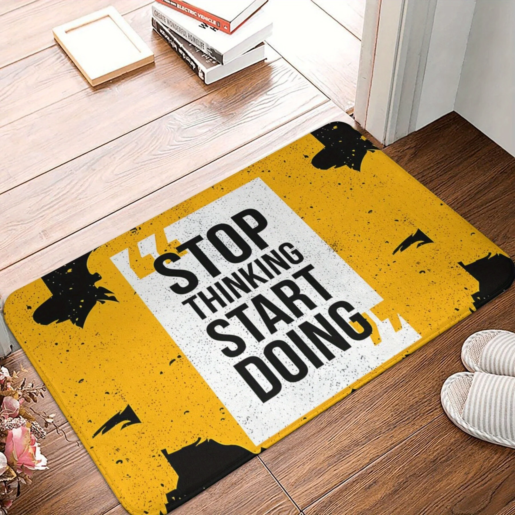 Motivational Funny Doormat Floor Mat for Entryway Decor Inspirational Quote Thinking Doing Mat for Home Entrance