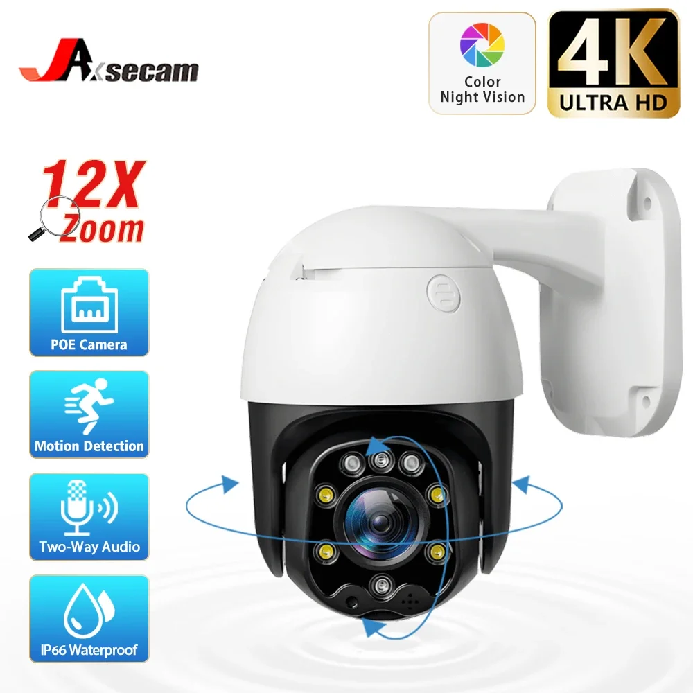 

4K 8MP 12X Zoom POE PTZ Security Camera Outdoor 5MP Two Way Audio CCTV Video Surveillance Camera System Color Night Vision Cam