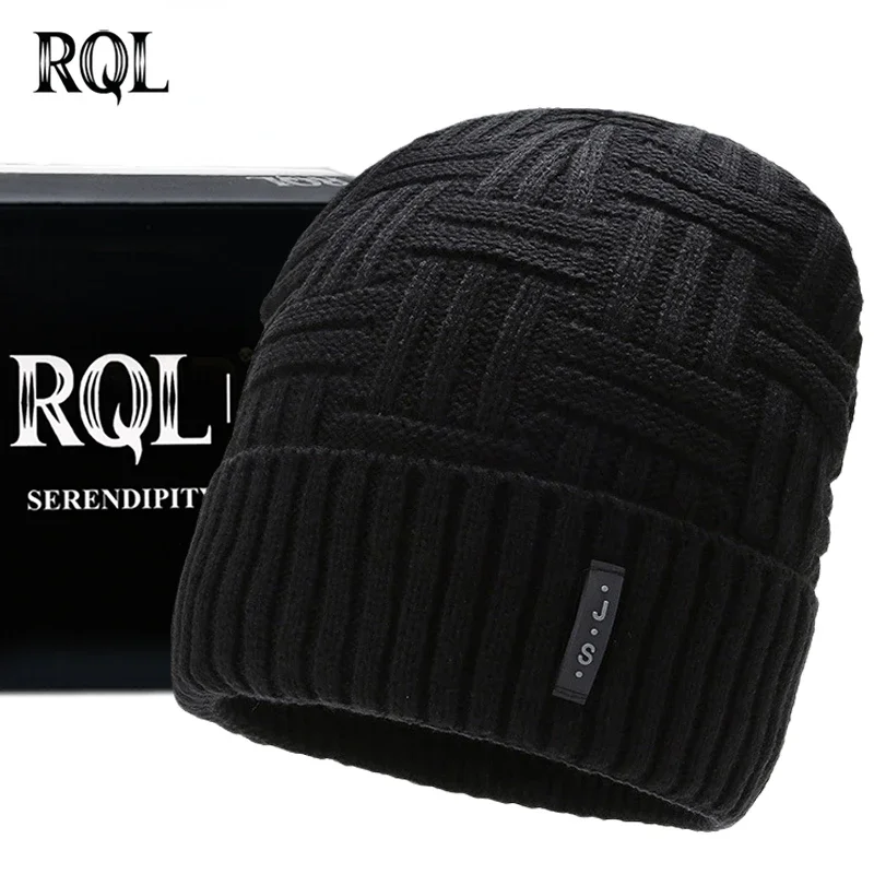 Men's And Women's Winter Knitted Beanie Hat Keep Warm Plus Velvet Thicken Hedging Unisex Black Wool Scully Bone Male Hat 2021