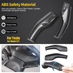 Steering Lever Cover for Tesla Model 3 Model Y Carbon Fiber Pattern Car Gear Shift Cover Steering Wheel Cover Car Accessories