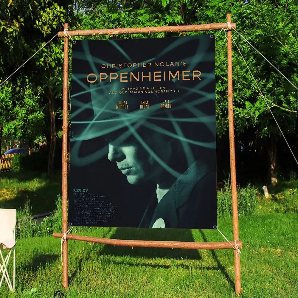 خمر الكلاسيكية O-oppenheimer الفيلم الإبداعية نمط شنقا العلم البوليستر المطبوعة راية اليد سحبت العلم