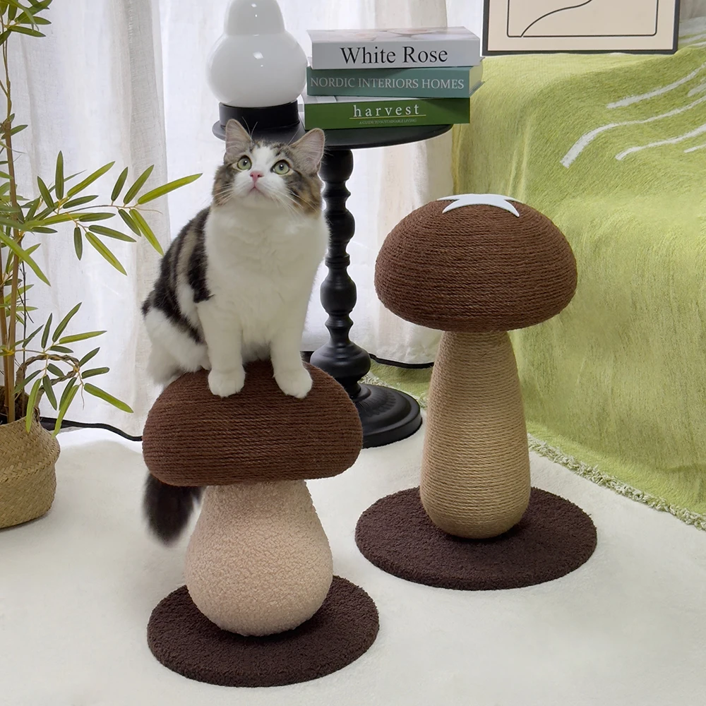 

Azimiao Mushroom Cat Scratch Board Shiitake Mushroom Cat Scratch Post Sword Hemp Rope Resistant Crumbs Cat Toys Internet celebri