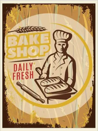 Bakery Fresh Bread Daily Metal Wall Plaque Art Vintage tin sign retro Food sign
