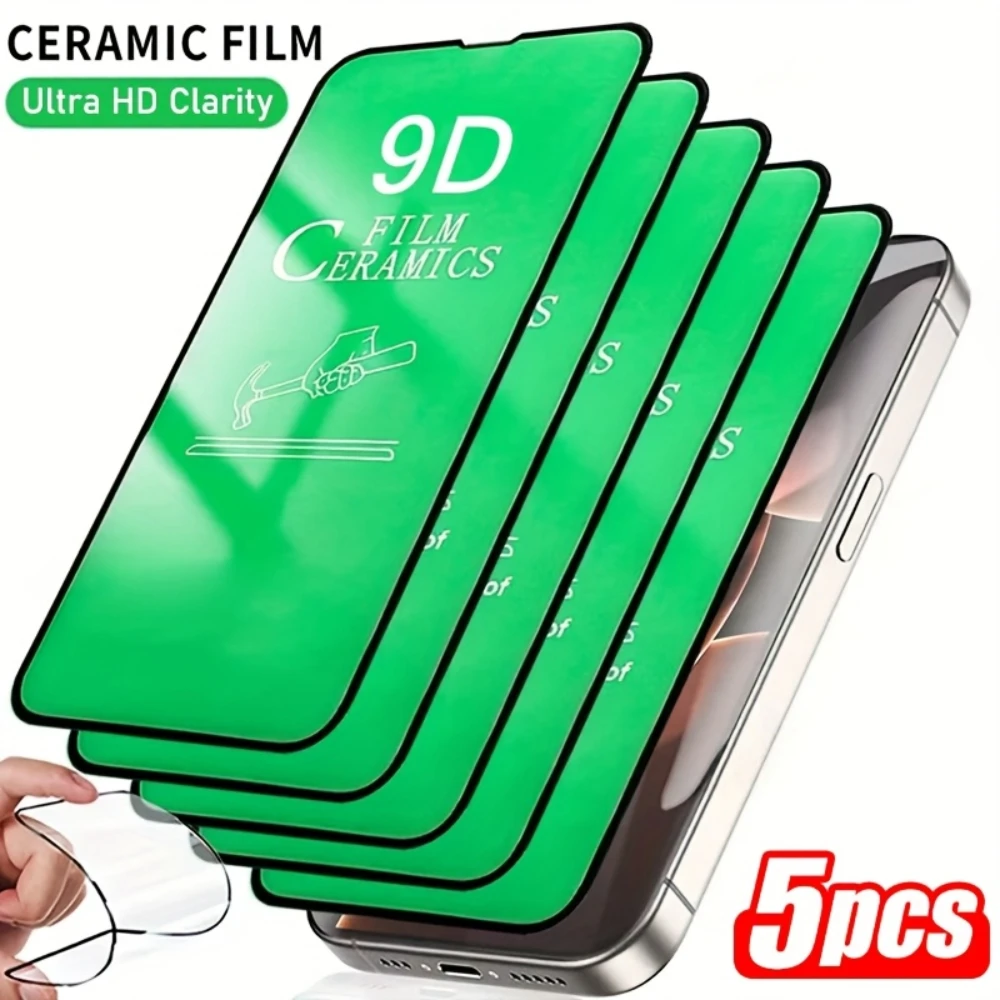 Image of NNBILI 5er-Pack HD Soft-Keramikfolie für iPhone 17 16 15 14 13 12 11 Pro Max 17e 16e, kein Glas, hohe Kratzfestigkeit, einfache Installation