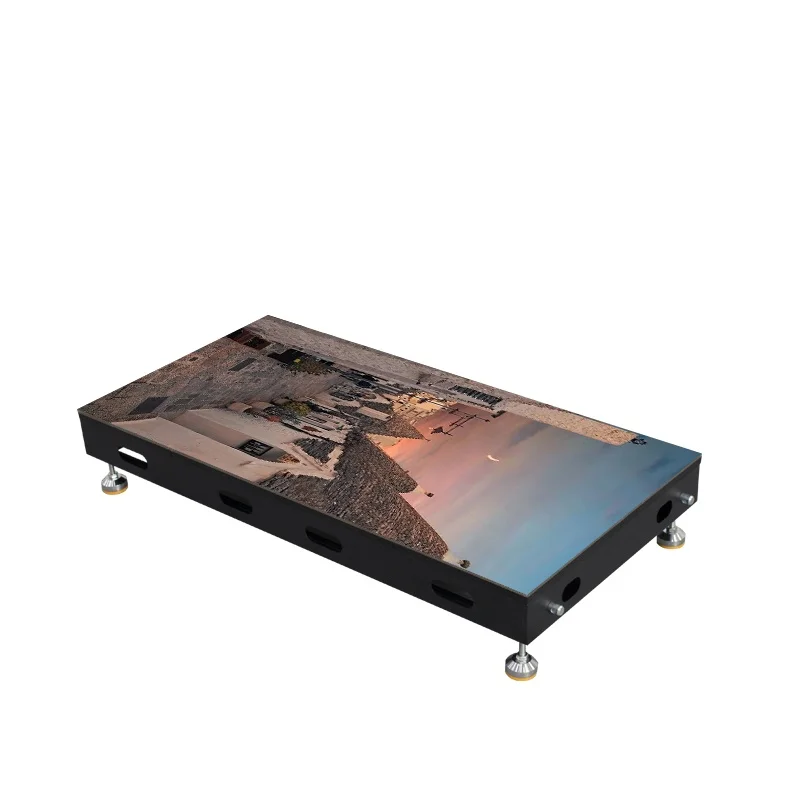 بلاط شاشة التفاعلية الغمر الحديد أرضية الرقص لحفل زفاف ديسكو P4.81 LED أرضية الرقص 500x1000 مللي متر كامل اللون