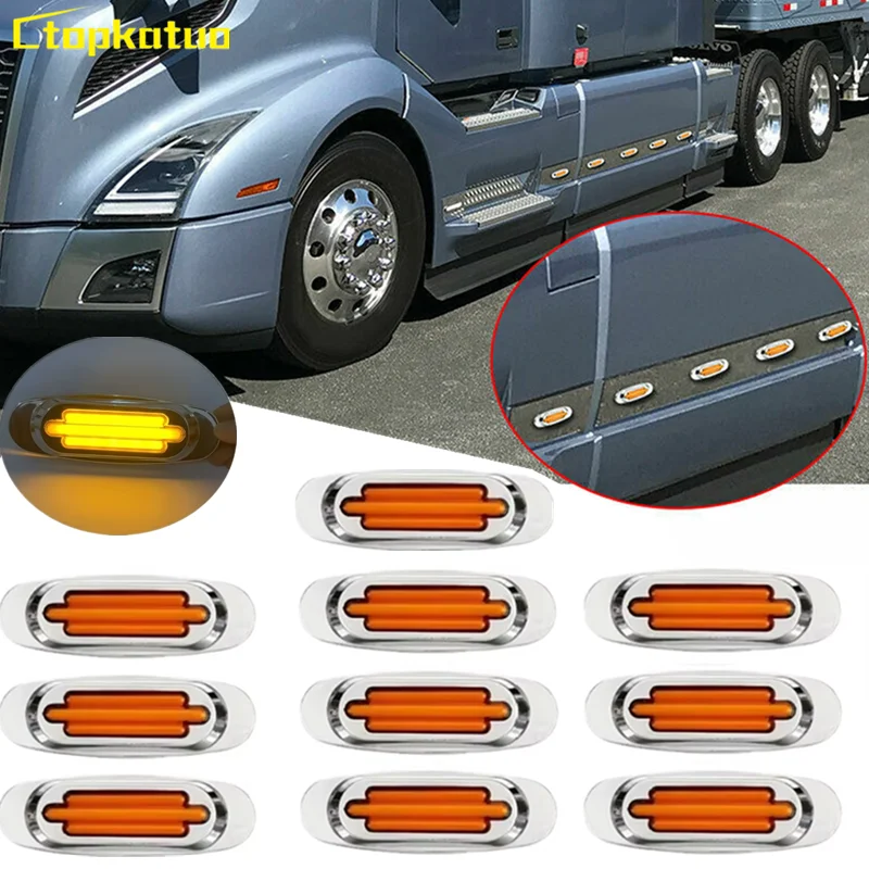 

10PCS Side Lamp Truck Clearance LED Side Marker Lights 12V-24V Trailer Caravan Turn Signal Warning Lights for Trucks RV Van
